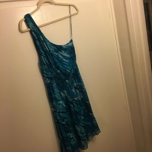 Alice + Olivia One Shoulder Turquoise Flowy Dress